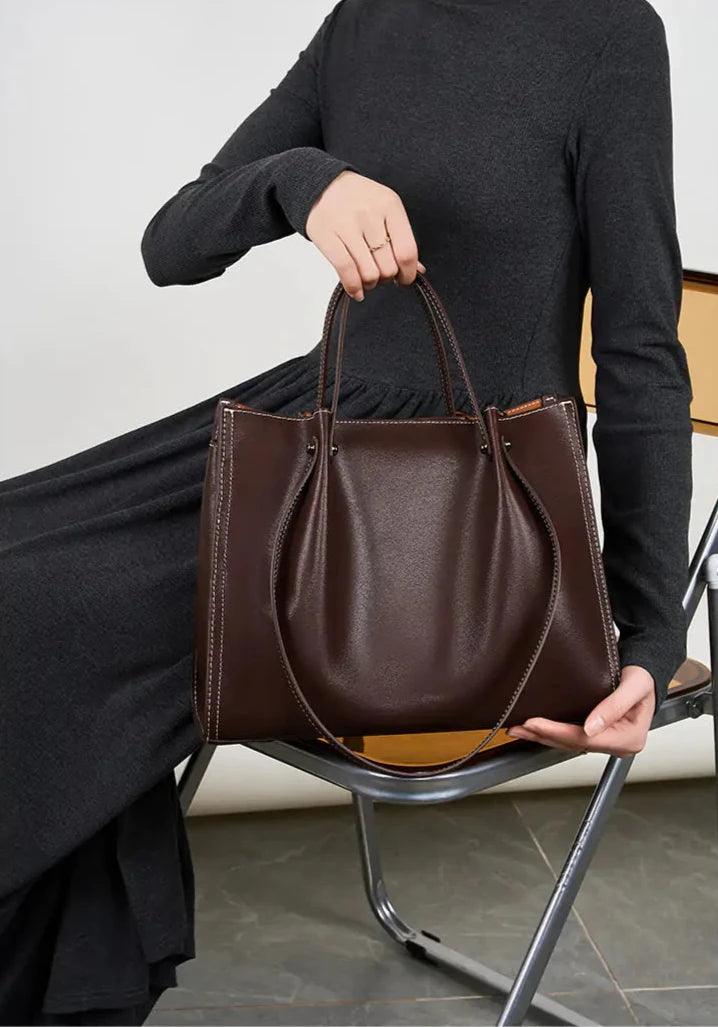 Vintage Cowhide Leather Tote Bag - Allure Bags