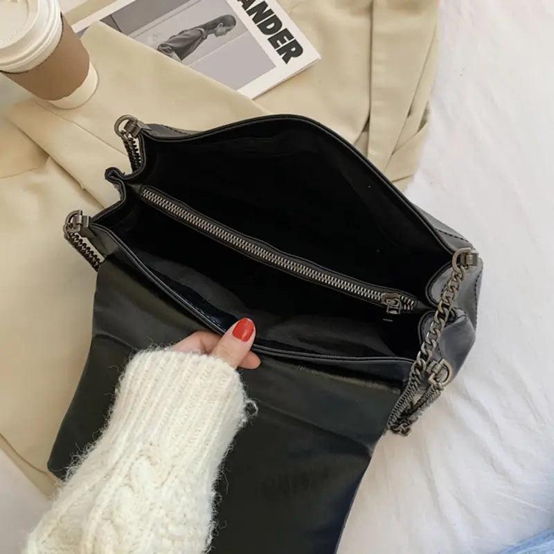 Vintage Chain Flap Shoulder Bag - Allure Bags