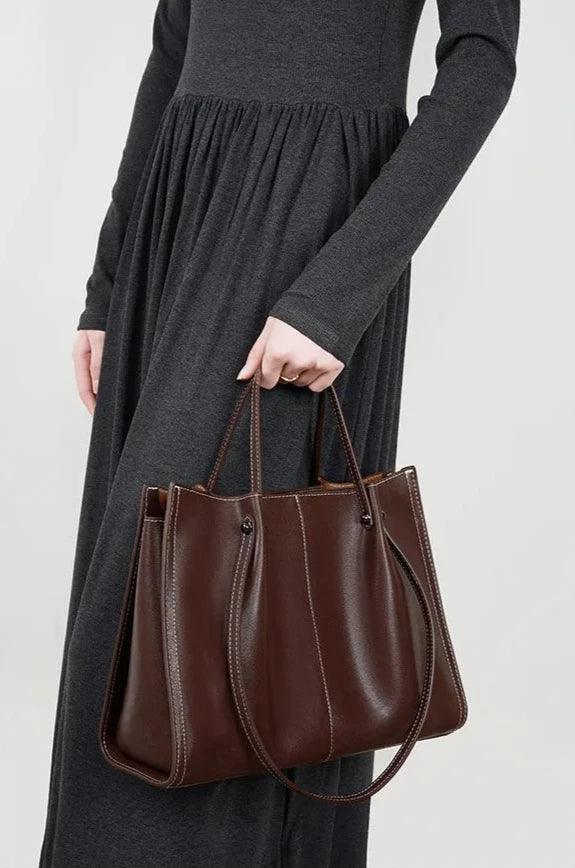 Vintage Cowhide Leather Tote Bag - Allure Bags