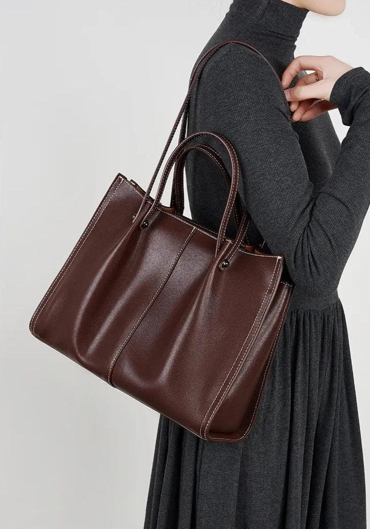 Vintage Cowhide Leather Tote Bag - Allure Bags