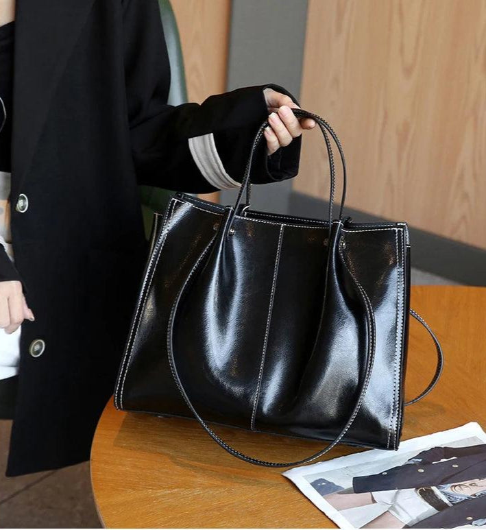 Vintage Cowhide Leather Tote Bag - Allure Bags