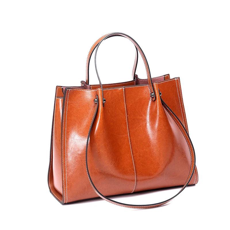 Vintage Cowhide Leather Tote Bag - Allure Bags