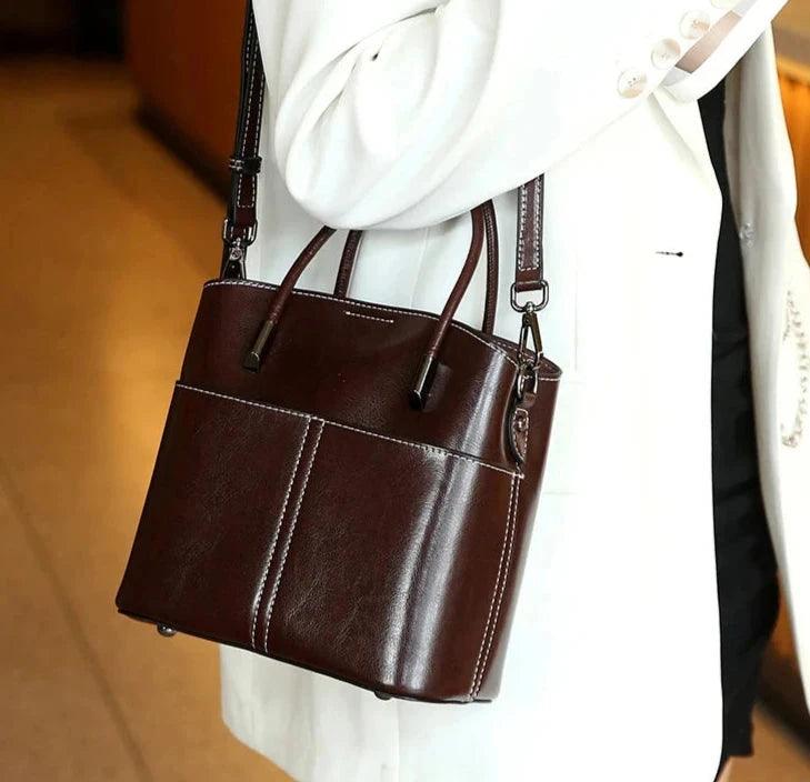 Vintage Genuine Leather Bucket Bag - Allure Bags