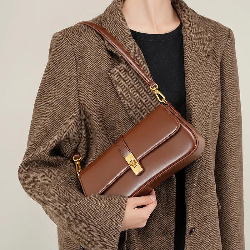 Vintage Cowhide Baguette Shoulder Bag - Allure Bags