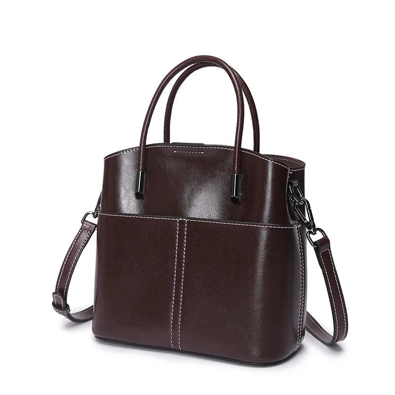 Vintage Genuine Leather Bucket Bag - Allure Bags