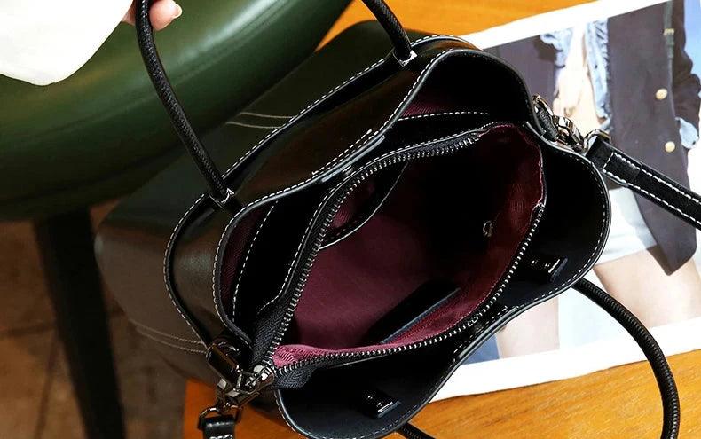 Vintage Genuine Leather Bucket Bag - Allure Bags