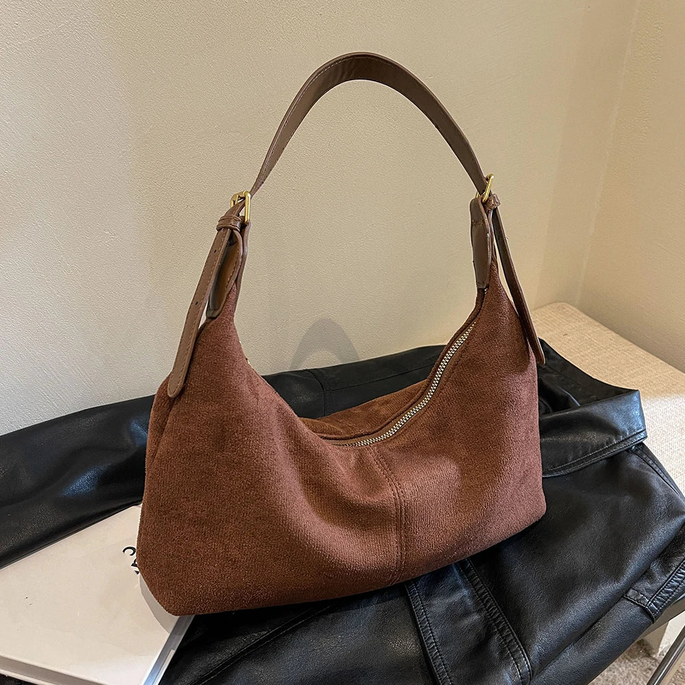 Velvet Crescent Shoulder Bag