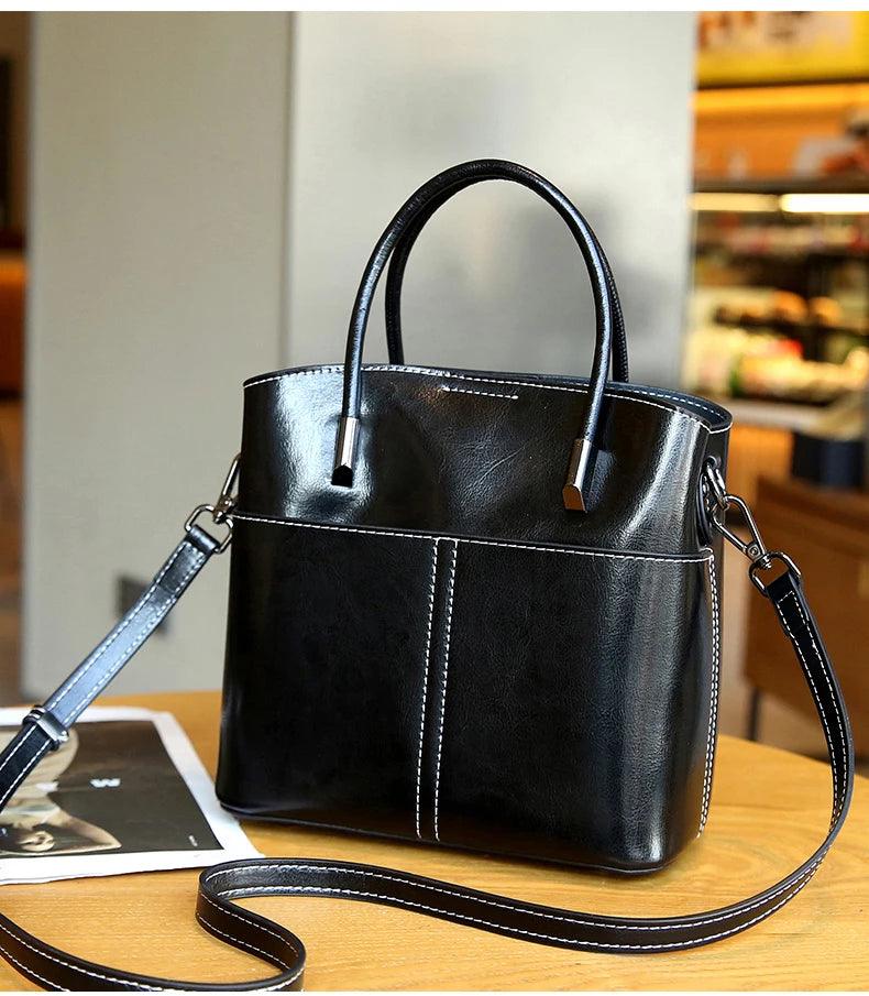 Vintage Genuine Leather Bucket Bag - Allure Bags