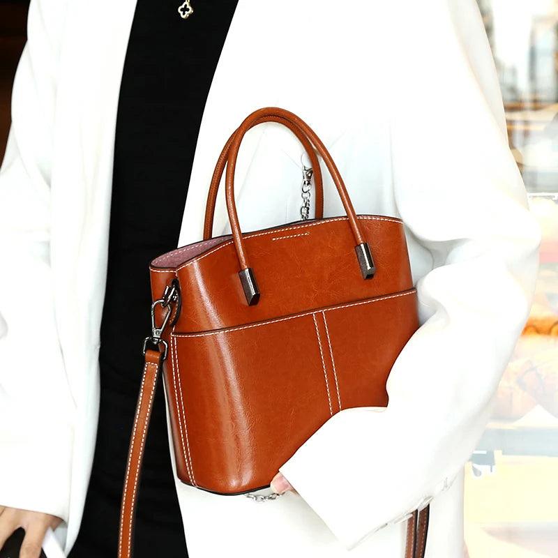Vintage Genuine Leather Bucket Bag - Allure Bags