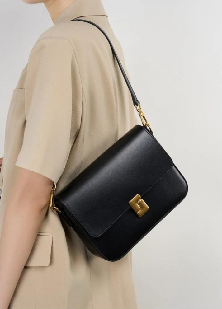 Minimalist Leather Square Crossbody - Allure Bags