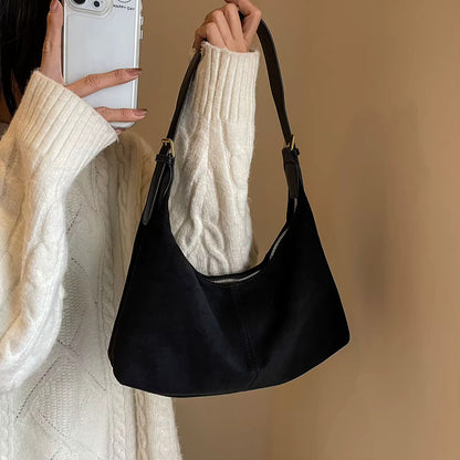 Velvet Crescent Shoulder Bag