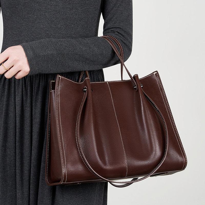 Vintage Cowhide Leather Tote Bag - Allure Bags